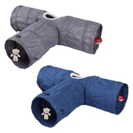 play tunnels NZ - Cat Toys Tunnels Play Collapsible Tube With Ball And Plush Bear House Pet Interactive For Puppy Kitten Supplies