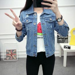 Wild-lOVE Women Jean Jacket Colorful Sequins Spring Motorcycle Coat Girl Color Block Coats Wild-lOVE Women Jean Jacket Colorful Sequins Spring Motorcycle Coat Girl Color Block Coats