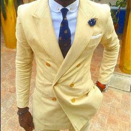 Mens Yellow Double Breasted Suit 