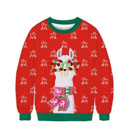 Unisex Womens Men Retro Christmas Reindeer Print Knitted Xmas Jumper Top S-3XL