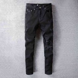 Hommes Punk Rock Spiderman Jean Slim Skinny Denim Jeans Pantalon