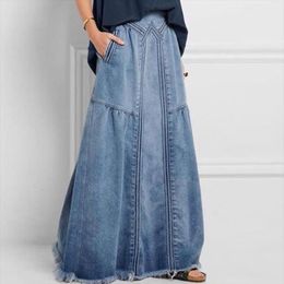 maxi plus size denim skirts