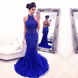 royal blue tight fitted prom dress