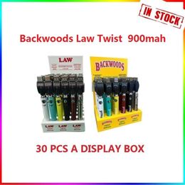 stock twist Canada - Backwoods Law Cookie Twist Preheat VV Battery 900mAh Bottom Voltage Adjustable Usb Charger Vape Pen 30Pcs with Display Box ego In stock