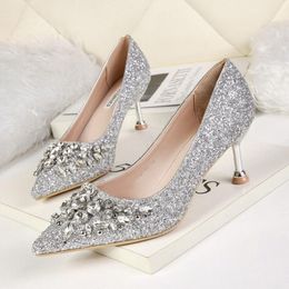 silver rhinestone low heels