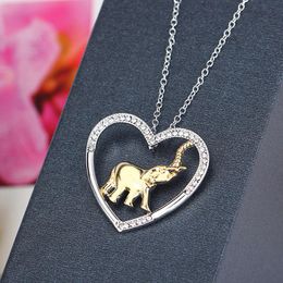 Regalo creativo del collar del collar femenino de elefante de cristal Corazón animal Regalo creativo del collar del collar femenino de elefante de cristal Corazón animal