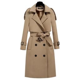 Elegante Gabardina Solapa Cintura Ajustada Doblada Delgada Elegante Gabardina Solapa Cintura Ajustada Doblada Delgada