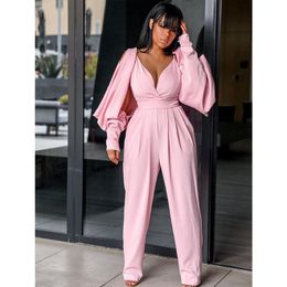 HENXIOJQZ V-Neck Jumpsuit Elegant Lady Long Sleeve Women Jumpsuits HENXIOJQZ V-Neck Jumpsuit Elegant Lady Long Sleeve Women Jumpsuits
