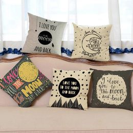 Carta romántica Estuche de almohada de lino impreso Boda Funda de almohada decorativa Carta romántica Estuche de almohada de lino impreso Boda Funda de almohada decorativa