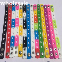 100pcs Silicone Wristband Bracelets Fit for Jibbitz Shoe Charms 18cm 17 Colors 100pcs Silicone Wristband Bracelets Fit for Jibbitz Shoe Charms 18cm 17 Colors