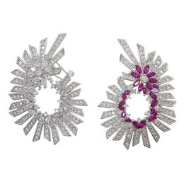 Oorbellen Promotion High Rose Plate Crystal Flower Grape Stud Earrings Plant Women Brincos New Jewelry,Red 