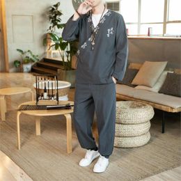 Men Kimono Set Homewear Cotton Tops and Pants Set Loose Casual Comfy Men Sleepwear Set L-5Xl Men Kimono Set Homewear Cotton Tops and Pants Set Loose Casual Comfy Men Sleepwear Set L-5Xl