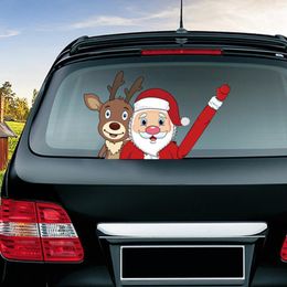 Decoración navideña Santa Claus Ondeando Etiqueta engomada del coche Ventana de estilo Limpiador de la ventana 