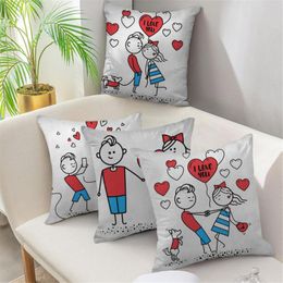 Decoración navideña de funda de almohada de lino de San Valentín 8PCS Decoración navideña de funda de almohada de lino de San Valentín 8PCS