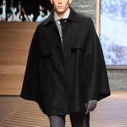 Winter Mens Wool Trench Coat Loose Cloak Cape Lapel Party Formal Satge Show Hot