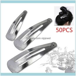 50Pc 40/50mm Silver Barrette Snap Hair Bows Clips Barrette Bulk Metal Craft DIY 