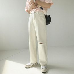 Distribuidores de Descuento Pantalones Vaqueros Rotos De Talle Alto Blanco  2021 en Venta en DHgate.com