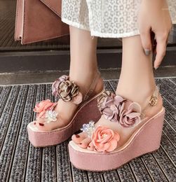 Chinese Women DIY Lace Bow Flower Platform Wedge Heels Beach Slingbacks Sandals Chinese Women DIY Lace Bow Flower Platform Wedge Heels Beach Slingbacks Sandals