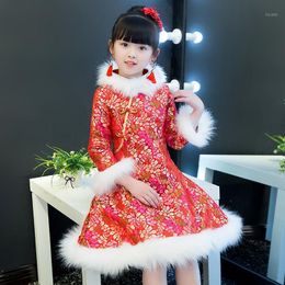 Girls Kid Children Retro Chinese new year Princess QIPAO Costume match hair Clip