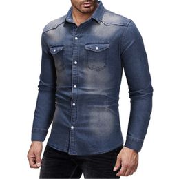 YUNY Men Suede Wash Denim Plus Size Leisure Button Down Shirt Light Blue XL YUNY Men Suede Wash Denim Plus Size Leisure Button Down Shirt Light Blue XL