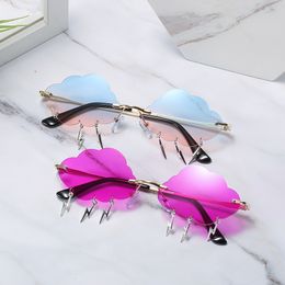 Unique Cloud Shape Sunglasses with Drop Pendants Shades UV400 Summer Sun Eyewear Unique Cloud Shape Sunglasses with Drop Pendants Shades UV400 Summer Sun Eyewear