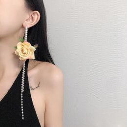 Femmes Argent 925 Rempli Prune Fleur Oreille ligne Fashion Tassel Pendants d'oreilles Femmes Argent 925 Rempli Prune Fleur Oreille ligne Fashion Tassel Pendants d'oreilles