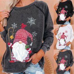 Femmes O-cou Xmas Noël Floral Print Blouse manches longues Blouse Sweatshirt Femmes O-cou Xmas Noël Floral Print Blouse manches longues Blouse Sweatshirt