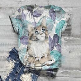 Tops Mujer Clásico Suelto Gato Estampado Manga Larga 4322 Tops Mujer Clásico Suelto Gato Estampado Manga Larga 4322