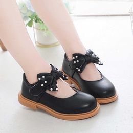 Zapatos Niños Niñas Pearl Bowknot Princess Zapatos De Cuero Zapatos Niños Niñas Pearl Bowknot Princess Zapatos De Cuero