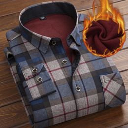 SELX Men Plus Size Warm Long Sleeve Slim Fit Button Up Fleece Lined Shirt 