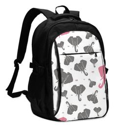 Elephants in Pastel Colors Cute School Backpack for Women Men Fashion Hiking Travel Bag 