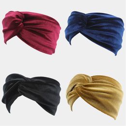 Women Multicolor Turban Velvet Headband Twist Crossed Sports Headwear Hairband