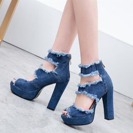 Spring Summer Denim Sweet Platform Shoes Bow Shallow Ladies High Heels Footwears Spring Summer Denim Sweet Platform Shoes Bow Shallow Ladies High Heels Footwears