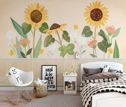 Youth Sunshine Sunflower 3D Stereo TV Backdrop Large Custom Non Woven Wallpaper Decorative painting-400x280cm 