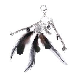 Black Feather Dream Catcher key ring bag charm 17 cm long 3.2 cm wide 