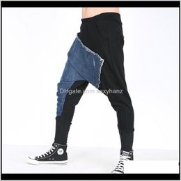 jimwili 2019 Mens Pants Hip-hop reetwear Loose Drop Crotch Trousers Men Solid Color Fashion Casual Baggy Cool Pants 