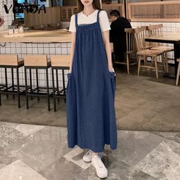 sleeveless denim maxi dress