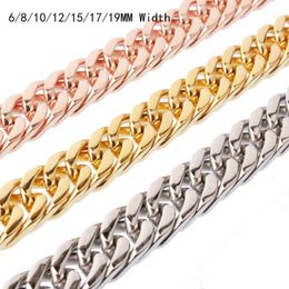 6/8/10/12/15/17/19mm Width Fashion Stainless Steel Link Curb Chain Necklace for Men 