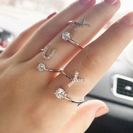 New Women Hollow Openwork Zircon Rhinestone Finger Ring Bridal Jewelry Gift Litt