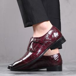 Hommes Noir Chaussures Vernies Boucle de ceinture serpent Croc Smart Casual Formel Italien Hommes Noir Chaussures Vernies Boucle de ceinture serpent Croc Smart Casual Formel Italien