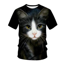 Blusas Camisetas Estampadas De Gatos De Verano Para Hombres 