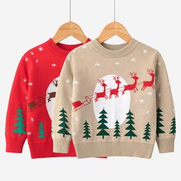 Unisex Infant Boy Girl Winter Christmas Sweater Tree Santa Claus Jacquard Knitted Pullover Sweatshirt Tops