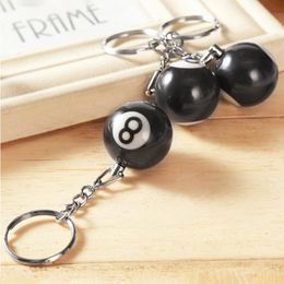 2pcs/set Billiard Pool Keychain Snooker Table Ball Key Ring Gift Lucky NO.8 