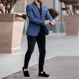 black pants navy blazer