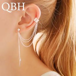 Personalidad europea y americana de una sola oreja de la oreja tassel pendiente pendiente clip y Plata Personalidad europea y americana de una sola oreja de la oreja tassel pendiente pendiente clip y Plata
