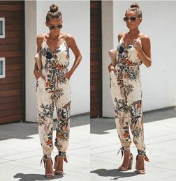 Womens Sleeveless Wrap Style Ribbon Tie Gathered Solid Wide Legs Jumpsuit Womens Sleeveless Wrap Style Ribbon Tie Gathered Solid Wide Legs Jumpsuit