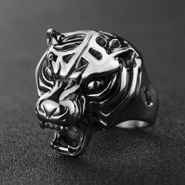 Mens Boys Tiger Silver 316L Stainless Steel Biker Ring Fashion Animal Jewelry Mens Boys Tiger Silver 316L Stainless Steel Biker Ring Fashion Animal Jewelry