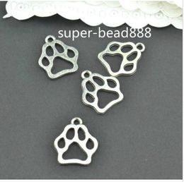 50pcs Antique silver charms paw print pendant For jewelry findings 13x11mm