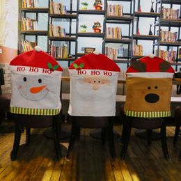 Promotion Ordinary Cloth Christmas Chair Cover Decro Santa Claus Snowman ELK Deer Decoration For Home Hotel School