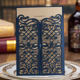 dark blue laser cut pattern gold sheet wedding invitations cards by wishmade cw5102 - Blue And Gold Wedding Invitations dark blue laser cut pattern gold sheet wedding invitations cards by wishmade cw5102 - Blue And Gold Wedding Invitations